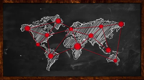 World Dot Red Connection on Blackboard Stock Footage 37347364