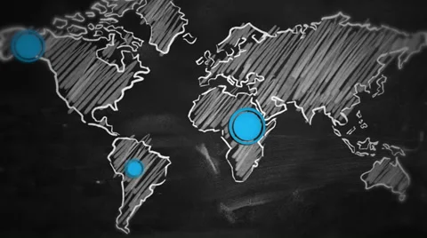 World Dot Red Connection on Blackboard Stock Footage 37347810