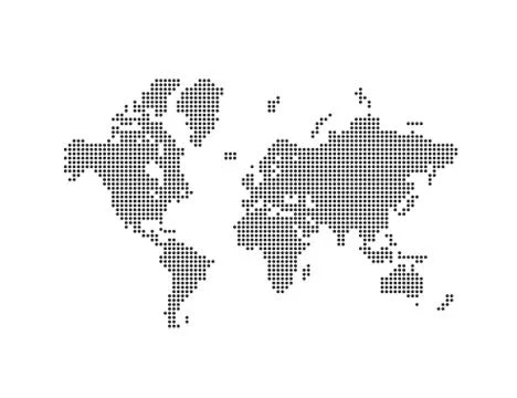 World, dotted map on white background. Vector illustration. Illustrazione stock