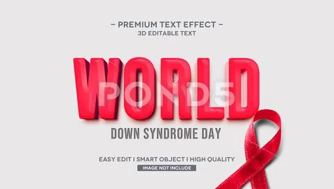 World Down Syndrome Day 3D Text Style Effect Premium Modèle PSD