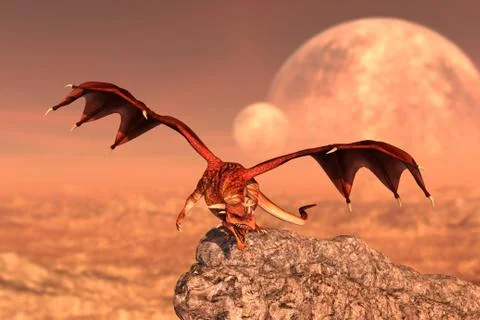 World of Dragon,3d rendering for book cover or book illustration Stock Illustration