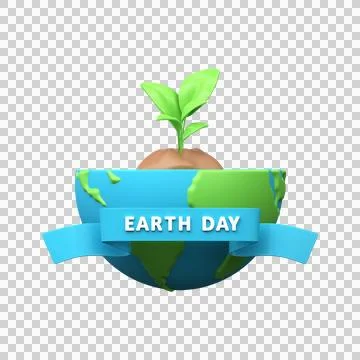 World Earth Day concept. 3d illustration of the earth with a sprout. April 22 Stock Illustration