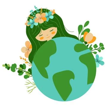 World Earth Day vector cartoon illustration on the white background Stock Illustration