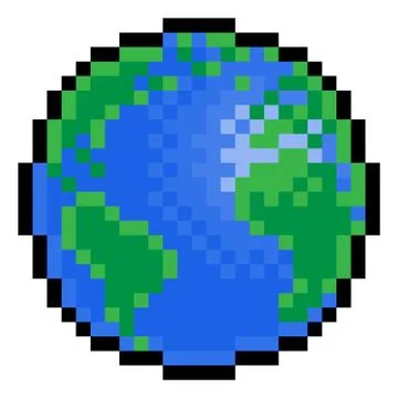 World Earth Globe Eight Bit Pixel Art Game Icon Stock Illustration