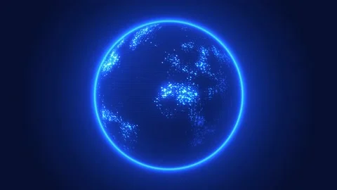 World Earth Map Global Technology Background With Glitch Video stock 132723611