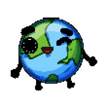 World earth planet character pixel art vector illustration Stock Illustration