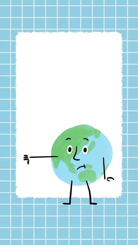 World with Eastern Asia Map Character ThumbDown 4K Vertical Animated Story Video Vídeos de archivo 325085368