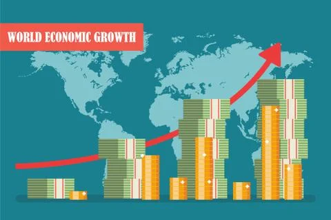 World economic growth concept. Vector illustration in flat design. Stock Illustration