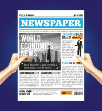 World Economic Newspaper Composition Stock Illustration