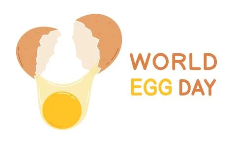World egg day background banner with cracked egg. Flat vector illustration Stock Illustration