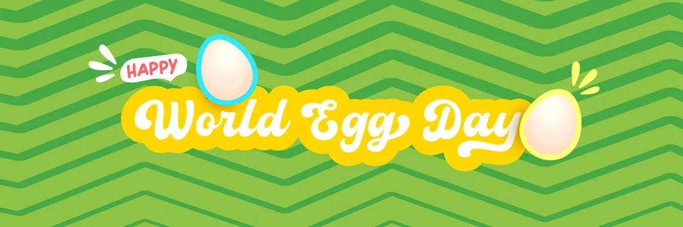 World Egg Day horizontal wide banner template on green geometric background Stock Illustration