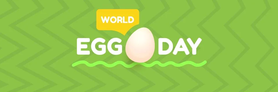 World Egg Day horizontal wide banner template on green geometric background Stock Illustration
