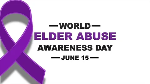 World elder abuse awareness day background with purple ribbon icon Stock Footage 328951459