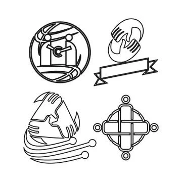 World electric ribbon Commitment Teamwork Together Outline Logo Stock-Illustration