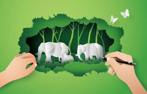 World elephant Day Stock Illustration