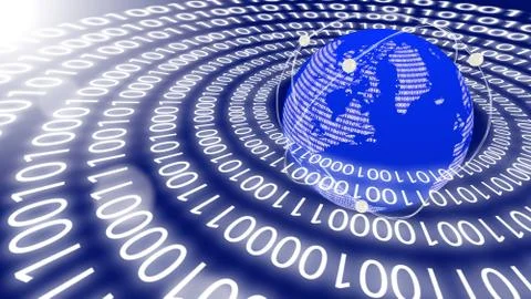 World emitting data in circles Stock Illustration