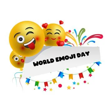World emoji day, vector frame on the white background Stock Illustration