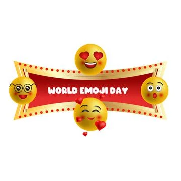 World emoji day, vector frame on the white background Stock Illustration