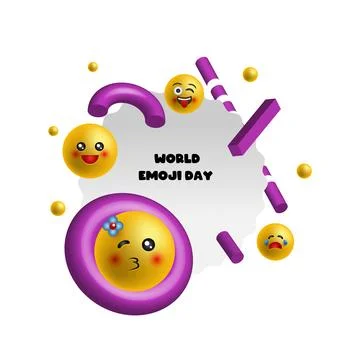 World emoji day, vector frame on the white background Stock Illustration