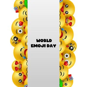 World emoji day, vector frame on the white background Stock Illustration