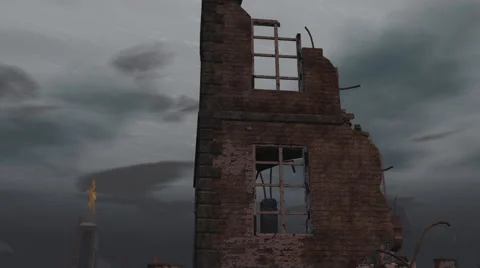 World End Scenario concept, burning houses Stock Footage 50456767