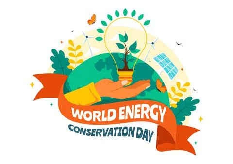 World Energy Conservation Day Vector Illustration the importance of Saving .. Ilustración de archivo