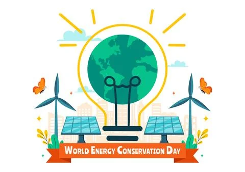 World Energy Conservation Day Vector Illustration the importance of Saving .. Ilustración de archivo