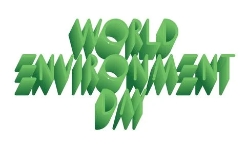 World environment day - 3d isometric green letters Stock Illustration