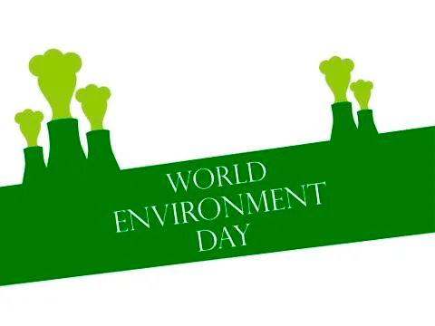 World Environment Day 5th june. Environmental pollution. Pipes with smoke. .. Illustrazione stock