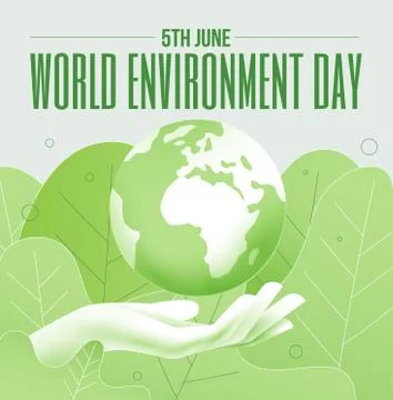World environment day 5th June banner or poster concept with Earth planet glo Stock Illustration