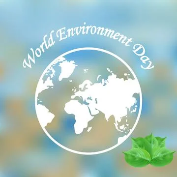 World Environment Day banner. Globe earth with text on bright blue background Stock Illustration