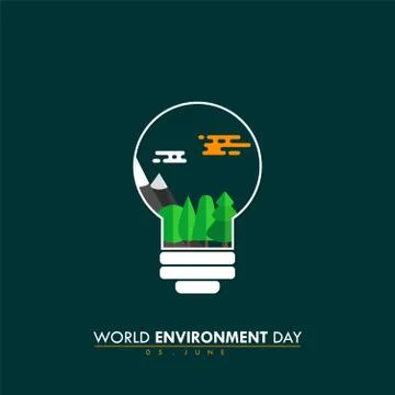 World Environment Day with bulb design Stock Illustration