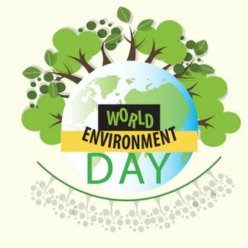 World Environment day concept. 3d paper cut eco friendly design. Vector illus 스톡 일러스트