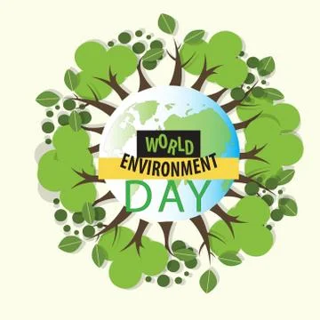 World Environment day concept. 3d paper cut eco friendly design. Vector illus Stock Illustration