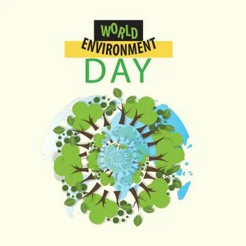 World Environment day concept. 3d paper cut eco friendly design. Vector illus Stock Illustration