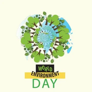 World Environment day concept. 3d paper cut eco friendly design. Vector illus Stock Illustration