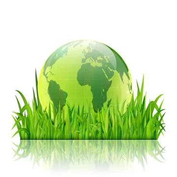 World environment day concept. Earth globe in green grass vector Stock Illustration