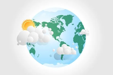 World environment day concept. Sun and clouds. Save the Earth concept. Vector Stock Illustration