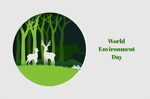 World environment day concept,eco friendly design with paper cut animals wild Stock Illustration