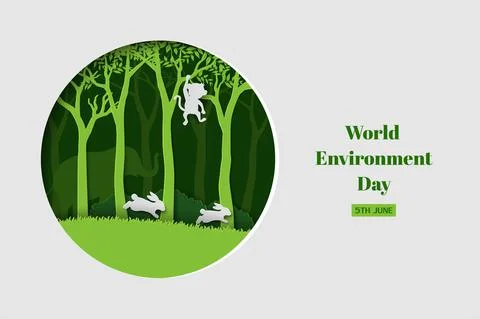 World environment day concept,eco friendly design with paper cut animals wild Stock Illustration