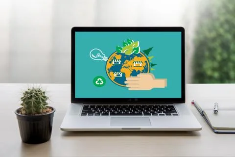 World environment day Earth globe Ecology tree and green leaf  water creative Stock Photos