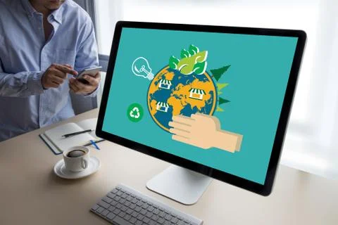 World environment day Earth globe Ecology tree and green leaf  water creative 库存照片
