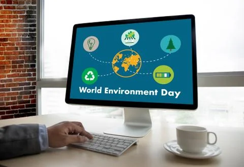 World environment day Earth globe Ecology tree and green leaf  water creative Stock Photos