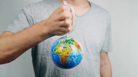 World Environment Day. Garbage gallows is killing the world. Male hand holds  Stock Footage 121583897