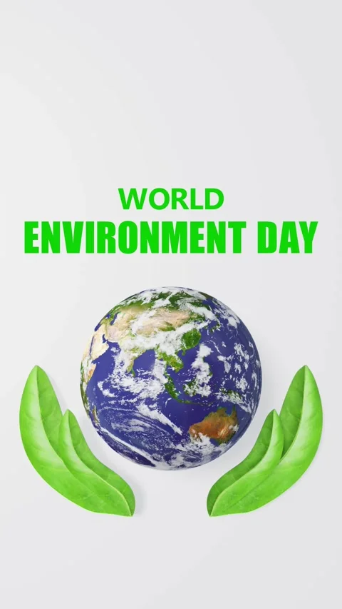 World Environment Day Green planet earth with green leaves Portrait 库存影片 336953415