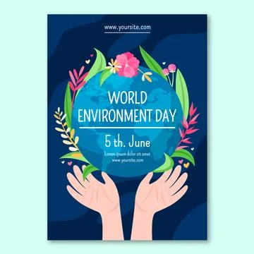 World environment day hand drawn flat poster or flyer Stock Illustration