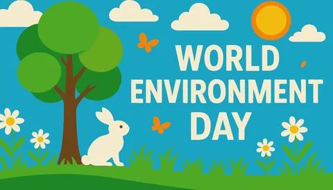 World Environment Day Illustration with Rabbit and Tree Stock-Illustration