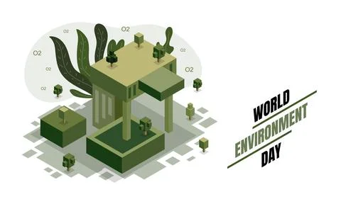 World environment day with isometric style vector Stock Illustration