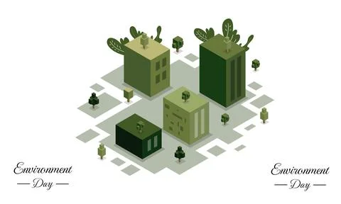 World environment day with isometric style vector Illustrazione stock