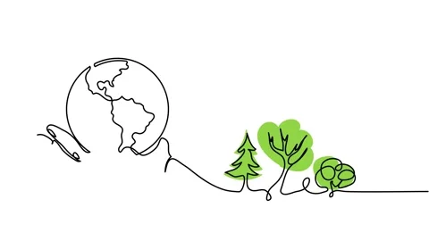 World environment day minimalist background, single line animated illustration Stock Footage 302189655